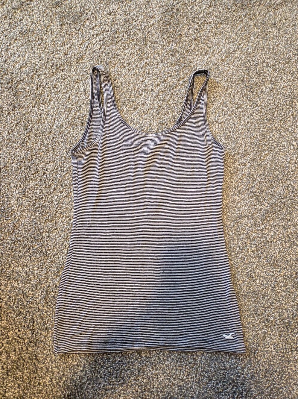 Hollister Black and White Striped Ribbed Tank